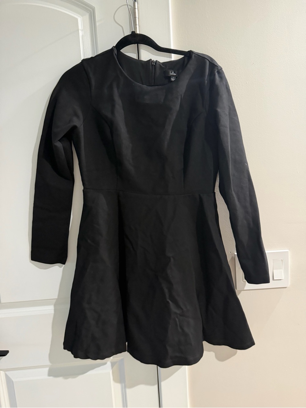 Lulu's Black Long-Sleeve Fit-and-Flare Dress